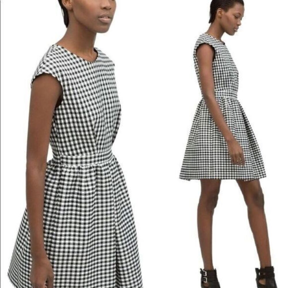 Zara Check Plaid Gingham fit & flare mini dress S